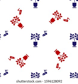 Blue and red Smart farming technology - farm automation system in app icon isolated seamless pattern on white background.  Vector Illustration