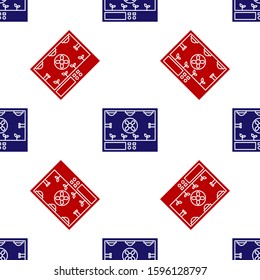 Blue and red Smart farming technology - farm automation system icon isolated seamless pattern on white background.  Vector Illustration