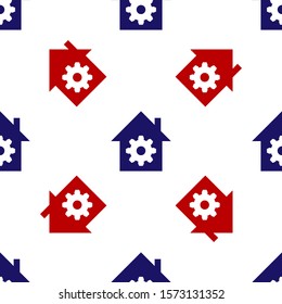 Blue and red Smart home settings icon isolated seamless pattern on white background. Remote control.  Vector Illustration