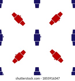 Icono de Smartwatch azul y rojo aislado sin fisuras en fondo blanco. Vector.
