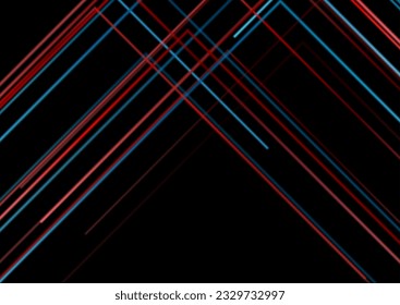 Fondo de geometría abstracta de líneas lisas rojas azules. Diseño moderno de vectores