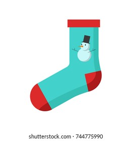 Blue Red Snowman Sock