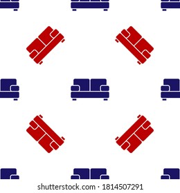 Icono de Sofa azul y rojo aislado a fondo blanco. Vector.