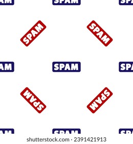 Blue and red Spam icon isolated seamless pattern on white background.  Vector