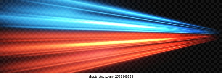 Blue and red speed lines. Motion light effect.Laser rays of light.EPS 10 vector.