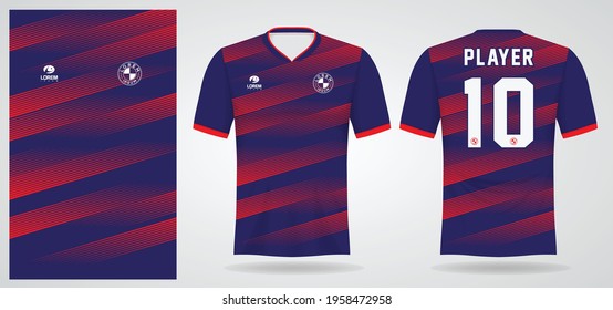 blue red sports jersey template for team uniforms and Soccer t shirt design