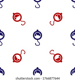 Blue and red Spring scale icon isolated seamless pattern on white background. Balance for weighing. Determination of weight. Vector