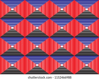 Blue and Red squares geometric pattern seamless background. Vector. seamless pattern.