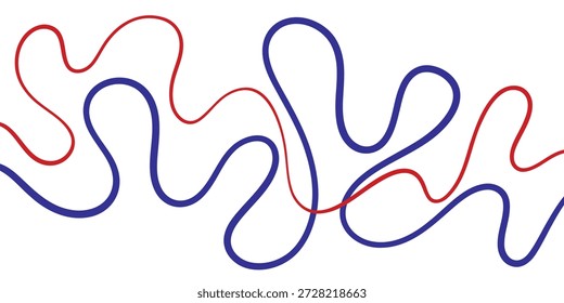 Ondas de garabato rojo azul sobre fondo blanco Anuncio abstracto minimalista moderno