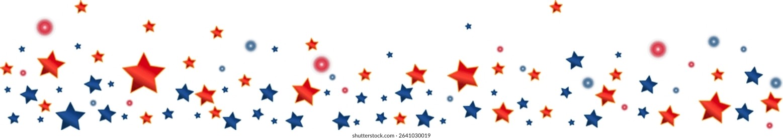 blue and red stars celebration on transparent background