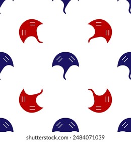 Blue and red Stingray icon isolated seamless pattern on white background.  Vector