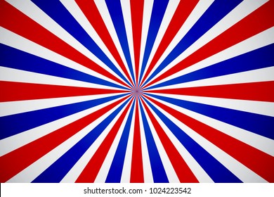 Blue And Red Sunburst Abstract Background. Vintage Retro Style. American Flags Color Concept Design. Vector