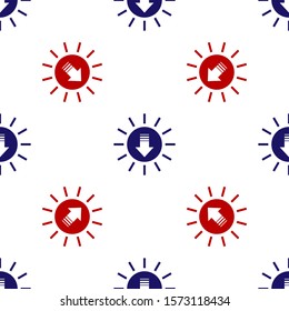 Blue and red Sunset icon isolated seamless pattern on white background.  Vector Illustration