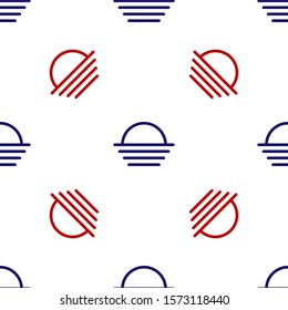 Blue and red Sunset icon isolated seamless pattern on white background.  Vector Illustration