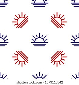 Blue and red Sunset icon isolated seamless pattern on white background.  Vector Illustration