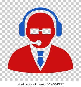 Blue And Red Support Manager interface toolbar icon. Vector pictogram style is a flat bicolor symbol on chess transparent background.