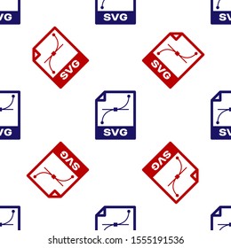Blue and red SVG file document. Download svg button icon isolated seamless pattern on white background. SVG file symbol.  Vector Illustration