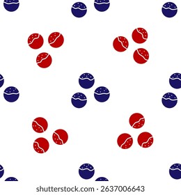 Blue and red Takoyaki icon isolated seamless pattern on white background. Japanese street food.  Vector