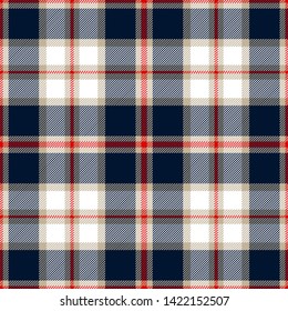 Blue and red tartan plaid pattern. Flannel textile pattern / seamless background.