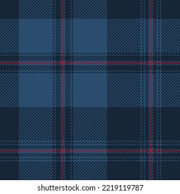 Blue and red tartan plaid. Scottish pattern fabric swatch close-up. 