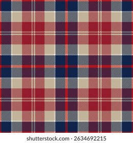 Blue and red tartan plaid. Scottish pattern fabric swatch close-up. 