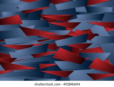 Fondo geométrico de formas tecnológicas azul y rojo. Ilustración del vector