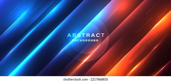 Blue and red technology background with motion neon light effect.Vector illustration.