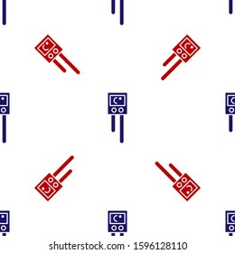 Blue and red Temperature and humidity sensor icon isolated seamless pattern on white background.  Vector Illustration