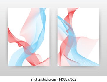 Blue red textured waved lines design for annual report, brochure, flyer, poster. Blue red waved lines texture background vector illustration for flyer, leaflet, poster. Abstract A4 brochure template.