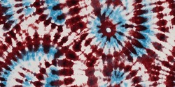 Blue And Red Tie Dye Pattern Ink , Colorful Tie Dye Pattern Abstract Background. Tie Dye Two Tone Clouds . Abstract Batik Brush Seamless And Repeat Pattern Design