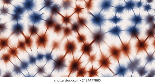 Blue and red tie dye pattern seamless  on white background. Colorful tie dye pattern abstract background. Abstract batik brush seamless and repeat pattern design.