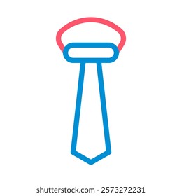 Blue and red tie icon. Concept of business, fashion, and formal wear.