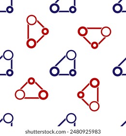 Blue and red Timing belt kit icon isolated seamless pattern on white background. Vector