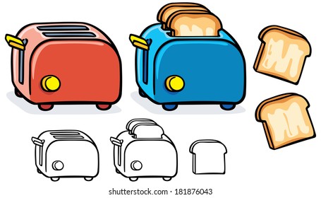 blue and red toasters with black and white variant 