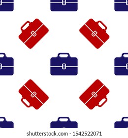 Blue and red Toolbox icon isolated seamless pattern on white background. Tool box sign.  Vector Illustration