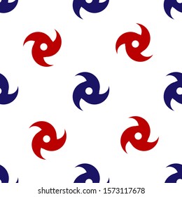 Blue and red Tornado icon isolated seamless pattern on white background. Cyclone, whirlwind, storm funnel, hurricane wind or twister weather icon.  Vector Illustration