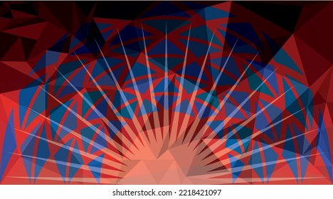 fondo de radiancia de triángulos azul y rojo