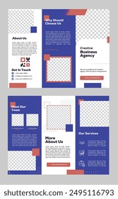 Plantilla de folleto triple azul y rojo