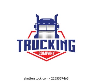 Blue Red Trucking Company Logo Design Template