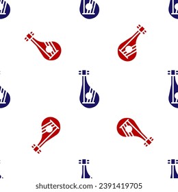 Blue and red Ukrainian traditional musical instrument bandura icon isolated seamless pattern on white background.  Vector