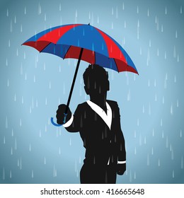 blue and red umbrella