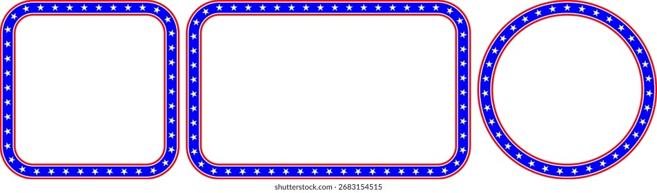 blue red usa flag frame set with copy space for text or design