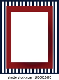 Blue and red USA flat colored stripes page border frame design
