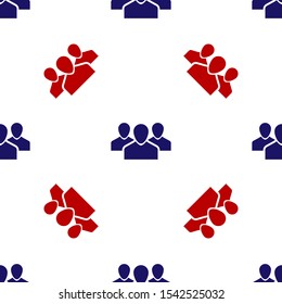 Blue and red Users group icon isolated seamless pattern on white background. Group of people icon. Business avatar symbol - users profile icon.  Vector Illustration