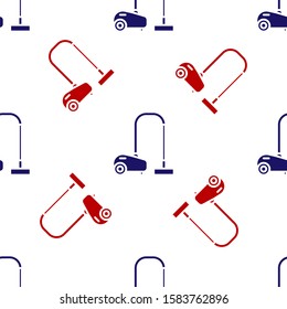 Blue and red Vacuum cleaner icon isolated seamless pattern on white background.  Vector Illustration