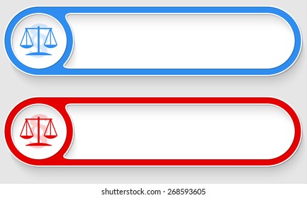 Blue and red vector abstract buttons and law icon