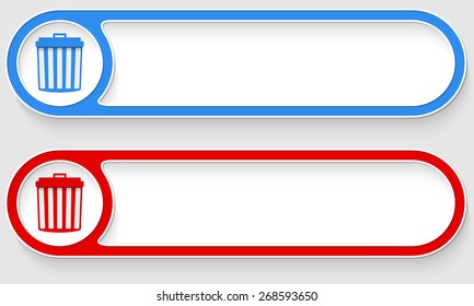 Blue and red vector abstract buttons and trashcan