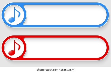 Blue and red vector abstract buttons and music icon