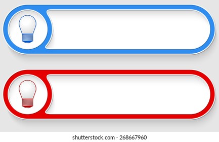Blue and red vector abstract buttons and bulb icon