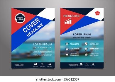 Blue and red Vector annual report Leaflet Brochure Flyer template design, book cover layout design, Abstract  blue and red presentation book cover or website templates